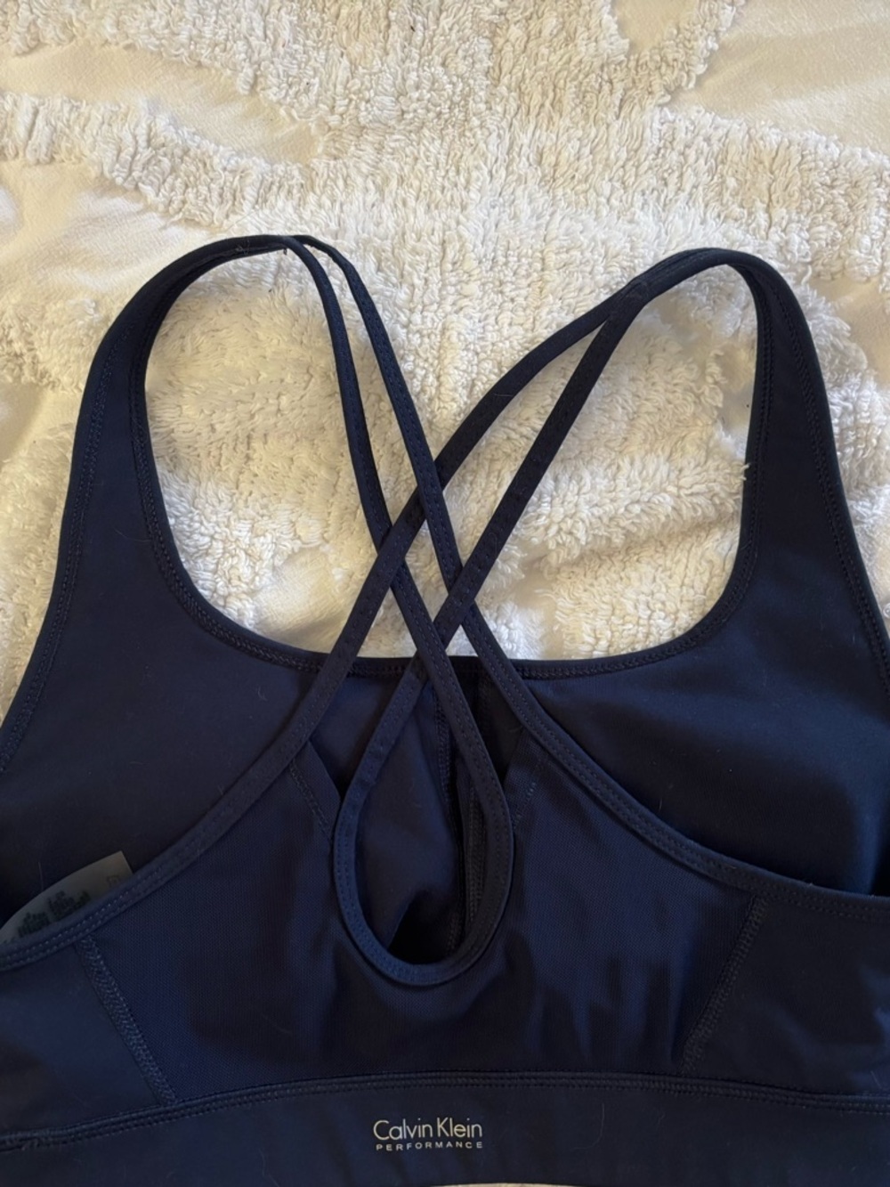 Calvin Klein Navy Floral Cross-Back Sports Bra & Leggings Set - Picture 6 of 12